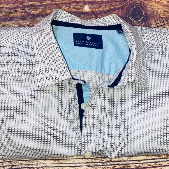 Mens Ryan Secreast Distinction white/blue button down shirt. Size XL. EUC. - Picture 1 of 6